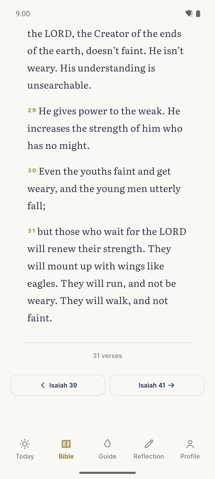 Bible reader open on a chapter