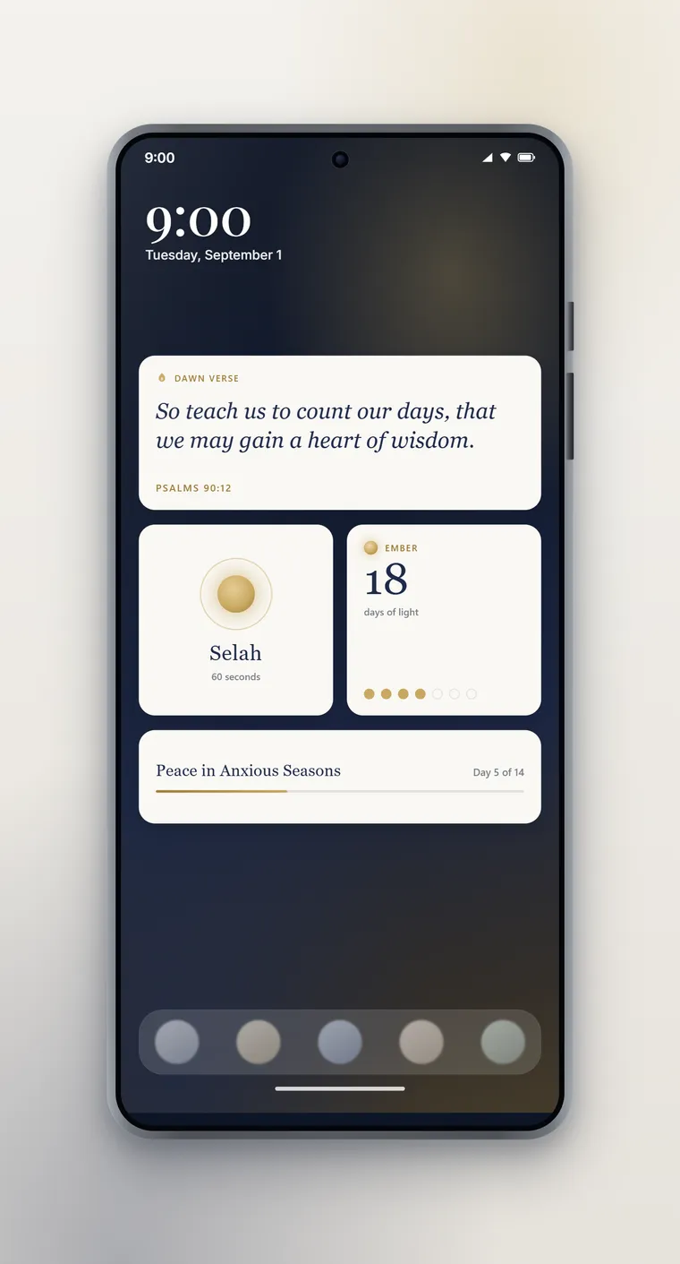 Home-screen widgets: Dawn Verse, Selah, Ember and the reading plan thread